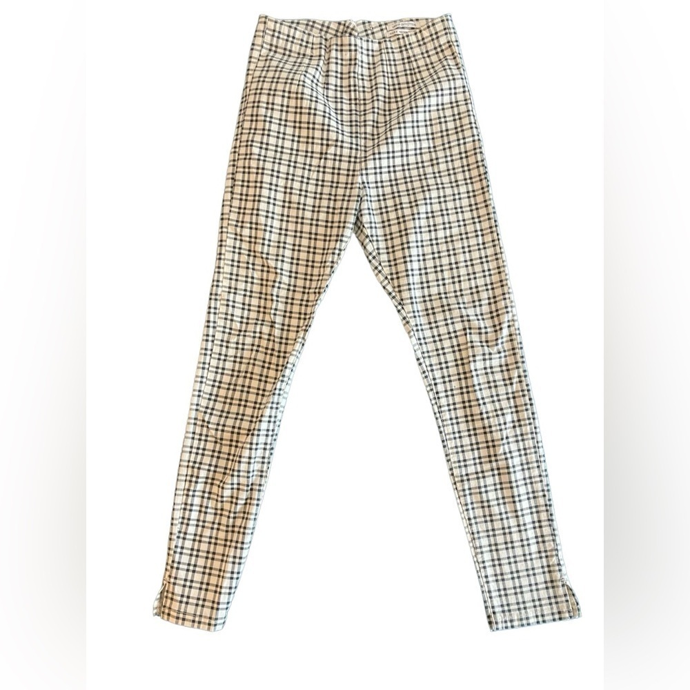 Urban Outfitters High Waisted White Black Plaid Legging Pants Stretch Size 4